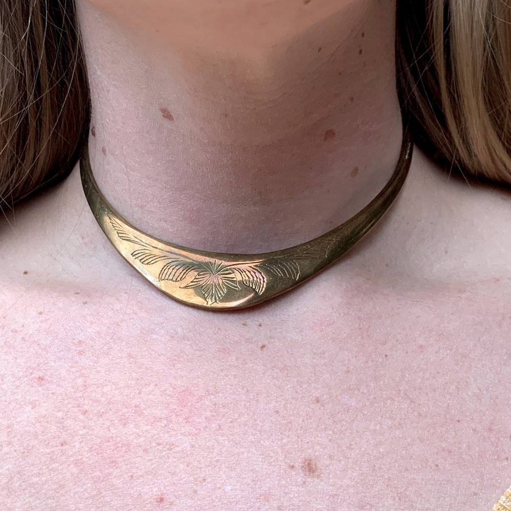 Vintage brass collar necklace